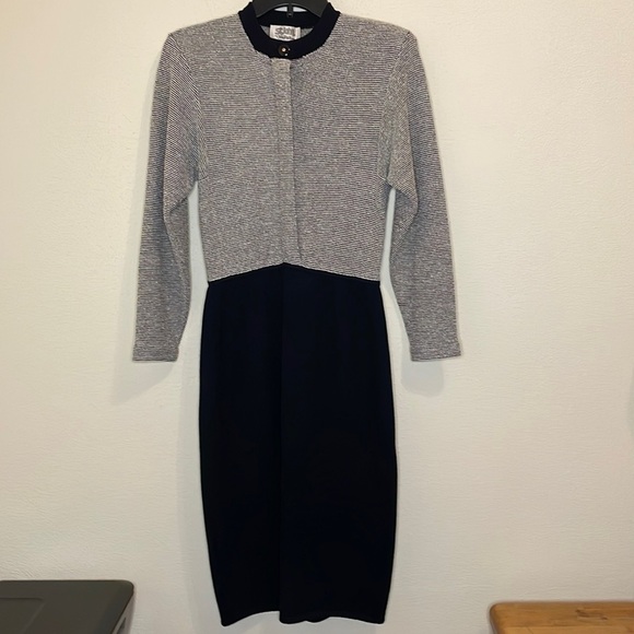 St John Vintage For Saks Fifth Ave Gray and Black Dress Size 4 - Picture 1 of 7